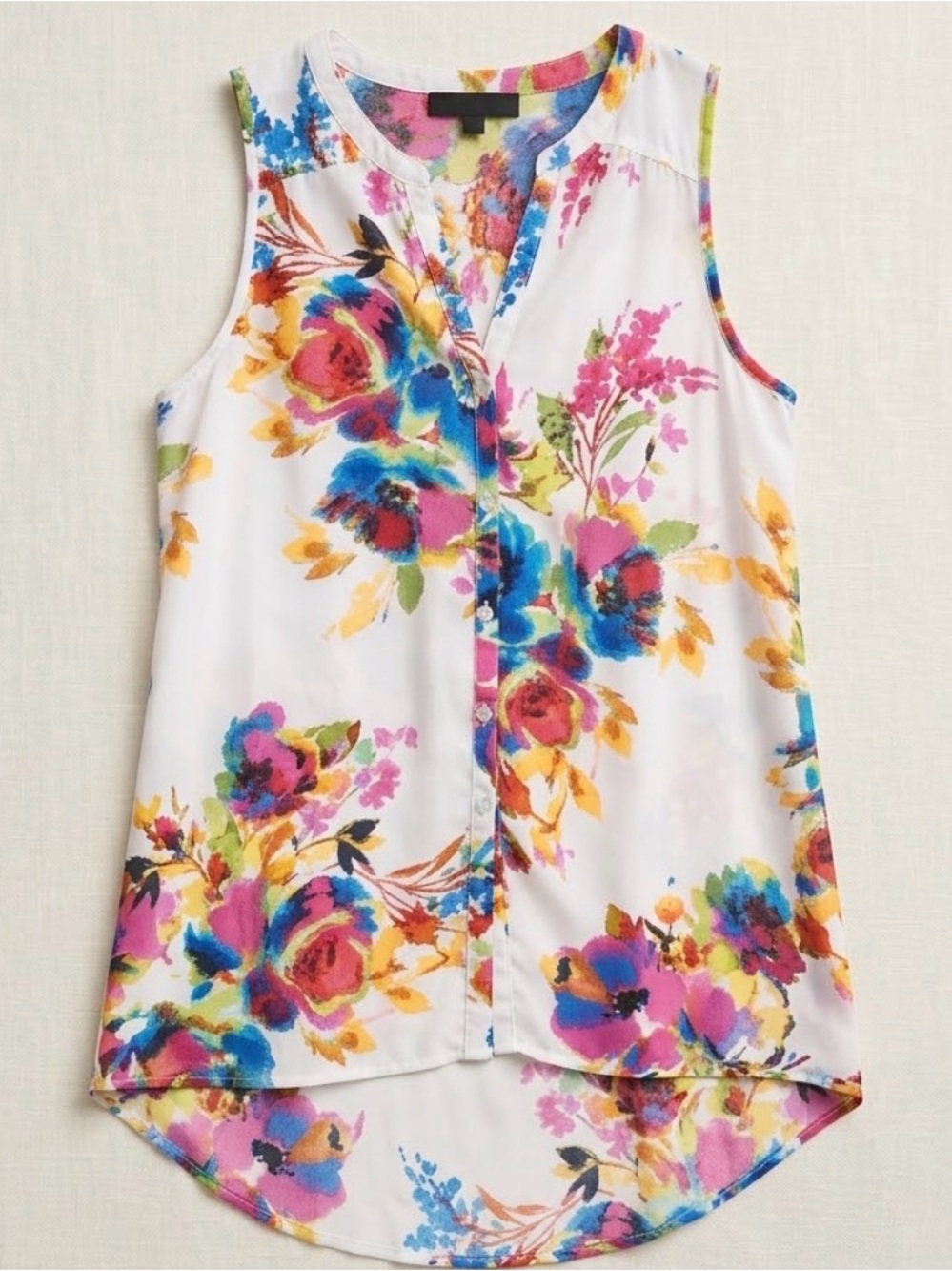 Melissa Paige White Floral Sleeveless Button-Front Camisole